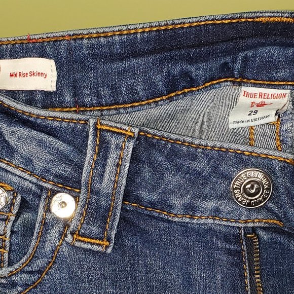 True religion blue Casey mid rise skinny jeans with distress - Picture 4 of 7